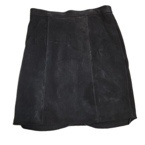NWT Vintage Comint Black Suede Leather Skirt Size 9/10 - Picture 3 of 12